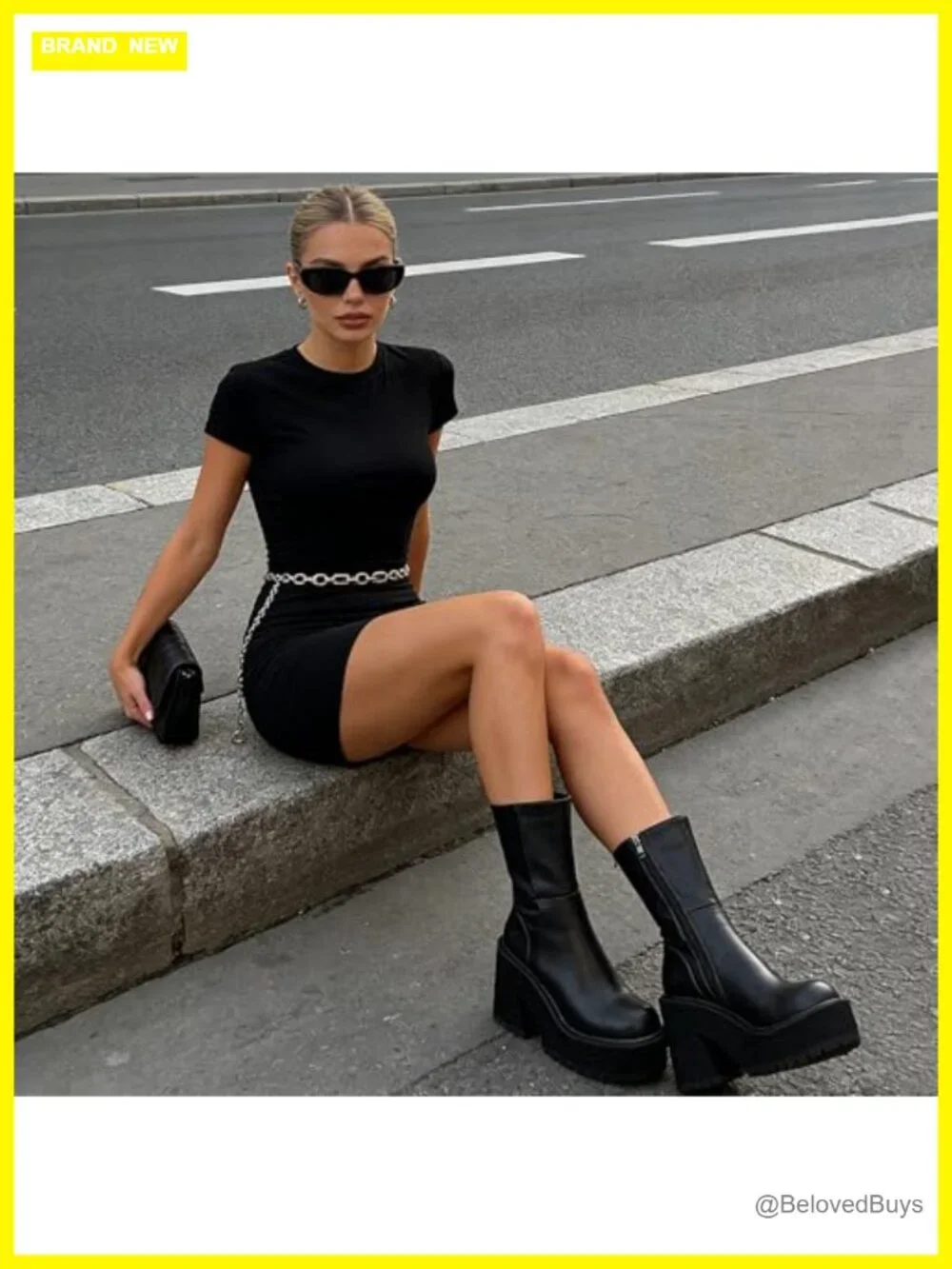 Wedge Heel Ankle Boots Platform Zipper Punk Motorcycle Booties Chunky Block